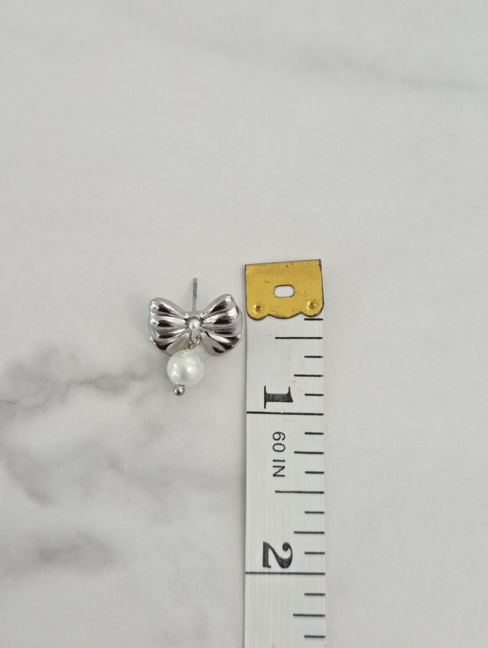 Dainty Silver Bow & Pearl Statement Earrings Elegant Everyday Jewelry - Picture 11 of 11